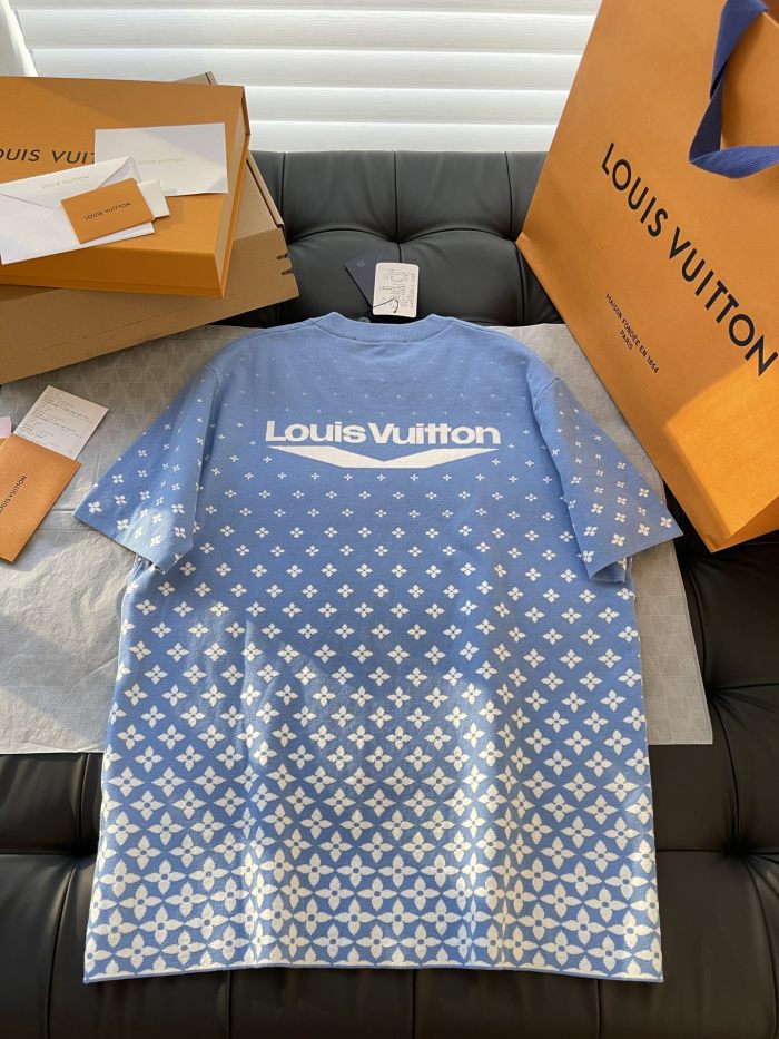NIGO Louis Vuitton Men's Summer Cotton Knit Full Print Round Neck Pullover Solid Color Short Sleeved T-Shirt #nigo71812