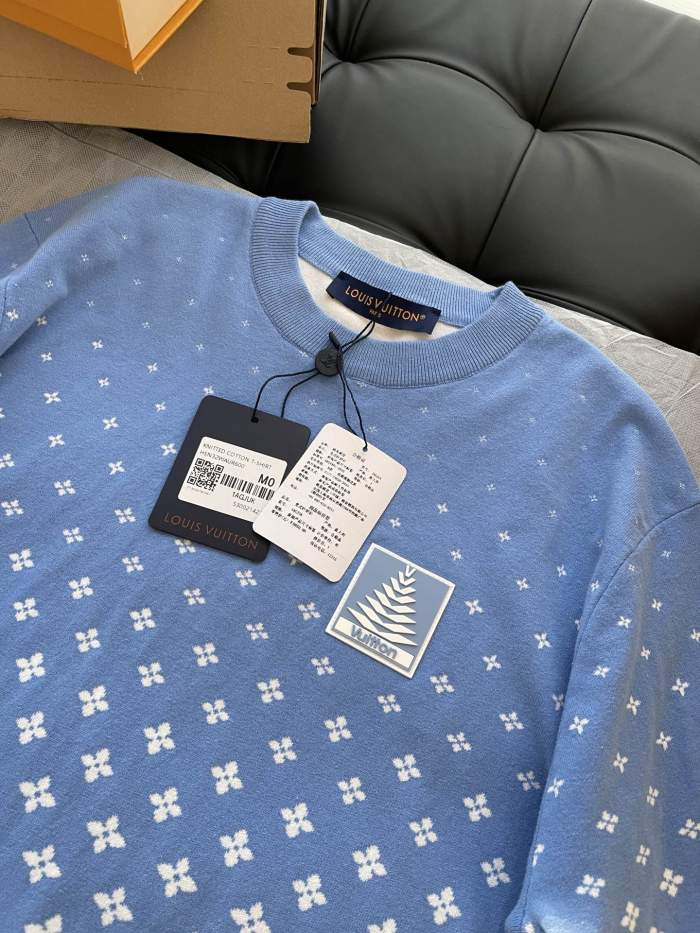 NIGO Louis Vuitton Men's Summer Cotton Knit Full Print Round Neck Pullover Solid Color Short Sleeved T-Shirt #nigo71812