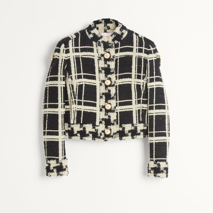 NIGO Valentino Women's Oversized Chequered Tweed Gold Button Jacket Half Spring And Autumn Fashion Wool Kilim Vintage Jacket Short Skirt Suit Set #nigo71792