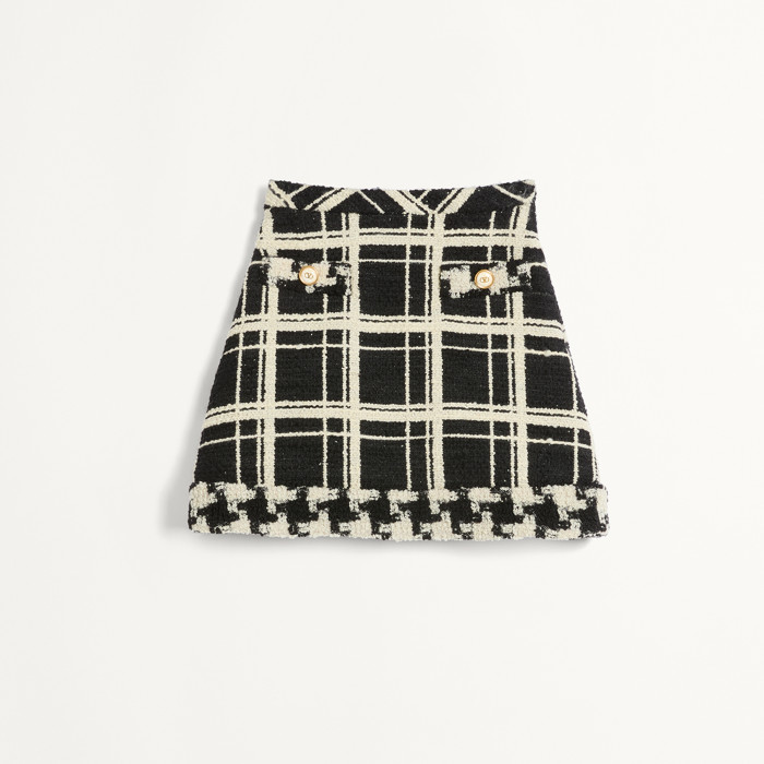 NIGO Valentino Women's Oversized Chequered Tweed Gold Button Jacket Half Spring And Autumn Fashion Wool Kilim Vintage Jacket Short Skirt Suit Set #nigo71792