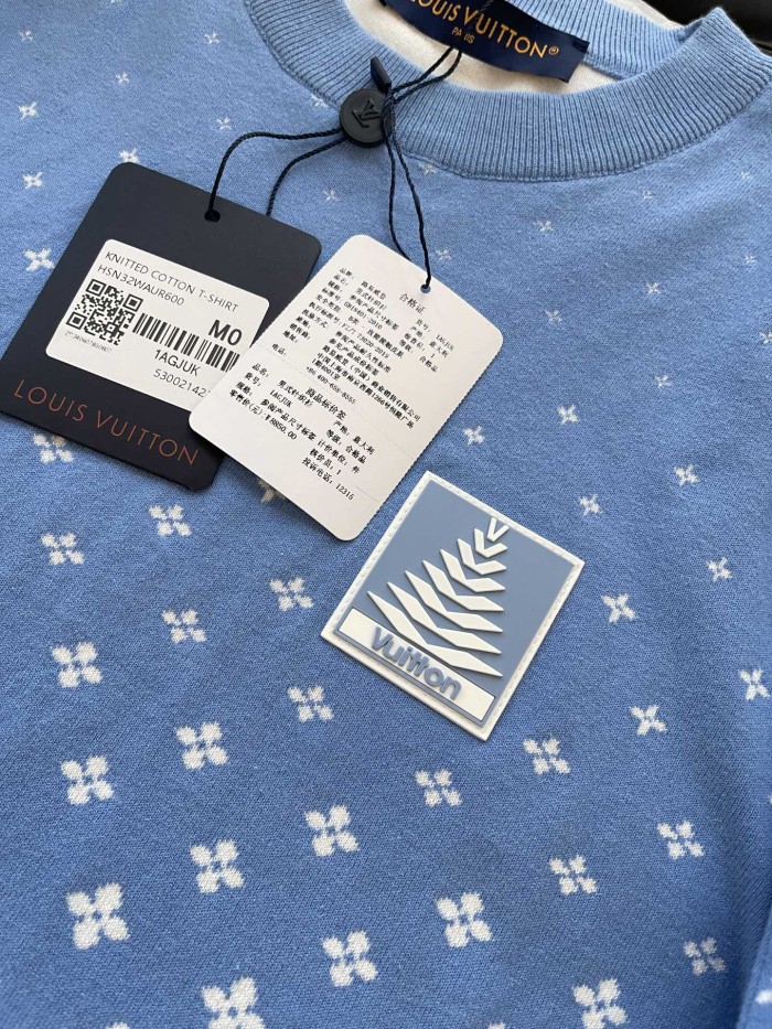 NIGO Louis Vuitton Men's Summer Cotton Knit Full Print Round Neck Pullover Solid Color Short Sleeved T-Shirt #nigo71812