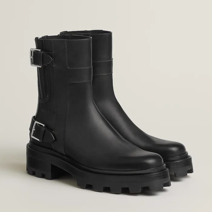 NIGO Hermes Women's Autumn And Winter Jaimy Ankle Boots Cowhide Round Toe Zipper Short Boots Casual Shoes Ngvp #nigo9736