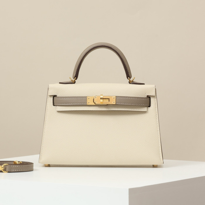 NIGO Hermes Solid Color Handbag Temperament Metal Buckle Kelly Bag Accessories #nigo74557