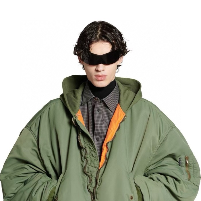NIGO Balenciaga Men's Women's Solid Color Hooded Aviator Jacket Logo Zipper Long Sleeve Jacket #nigo74564