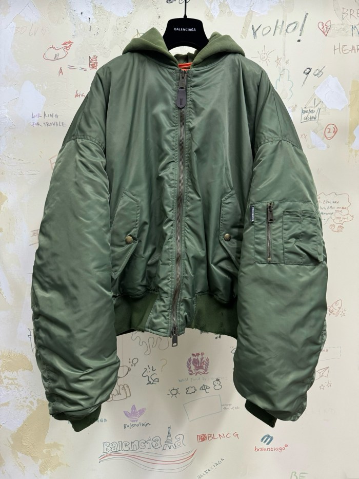 NIGO Balenciaga Men's Women's Solid Color Hooded Aviator Jacket Logo Zipper Long Sleeve Jacket #nigo74564