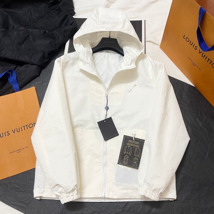 NIGO Louis Vuitton Monogram Reversible Nylon Windbreaker Men's Spring and Autumn Solid Color Logo Full Print Reversible Long Sleeve Zipper Jacket #nigo74568