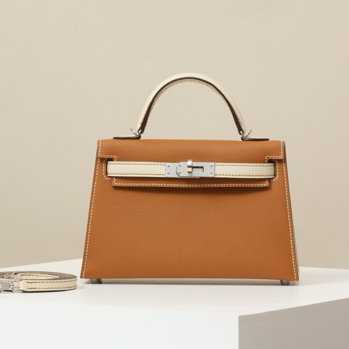NIGO Hermes Solid Color Handbag Temperament Metal Buckle Kelly Bag Accessories #nigo74557