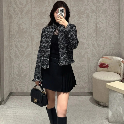 NIGO Dior Women's Spring and Autumn Macrocannage Cropped Jacket Tassel Trim Solid Color Casual Long Sleeve Blazer Jacket Ngvp #nigo9746