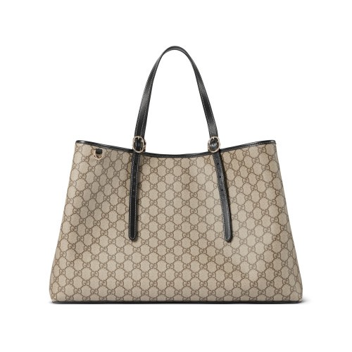 NIGO Gucci Emblem Women's Solid Color Logo Printed Magnetic Clasp Closure Leather Coated Fabric Shopping Bag Shoulder Bags #nigo74595