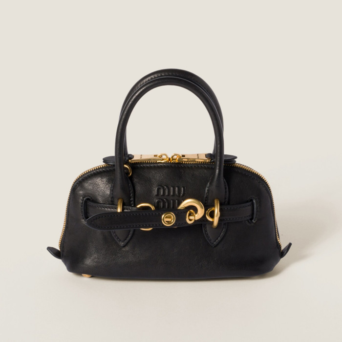 NIGO MiuMiu Aventure Nappa Women's Pure Color Embossed Letter Leather Shoulder Mini Tote Bag Bags #nigo74617