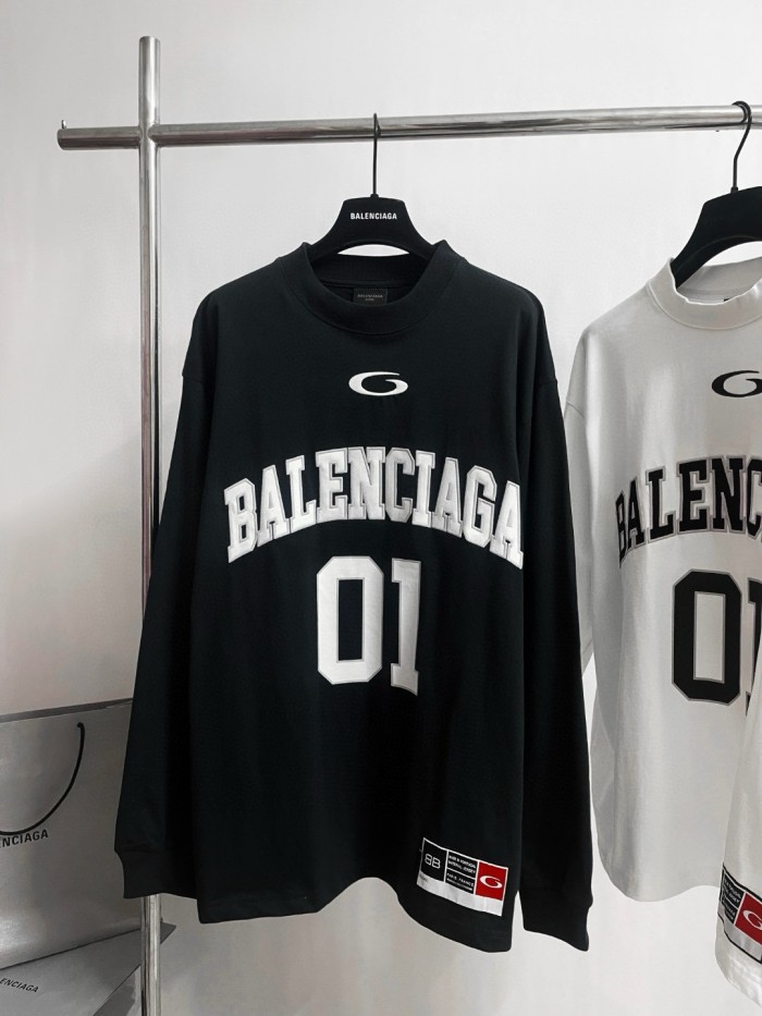 NIGO Balenciaga Men's Summer Letter Logo Print Round Neck Regular Fit Long Sleeve T-Shirt #nigo74596