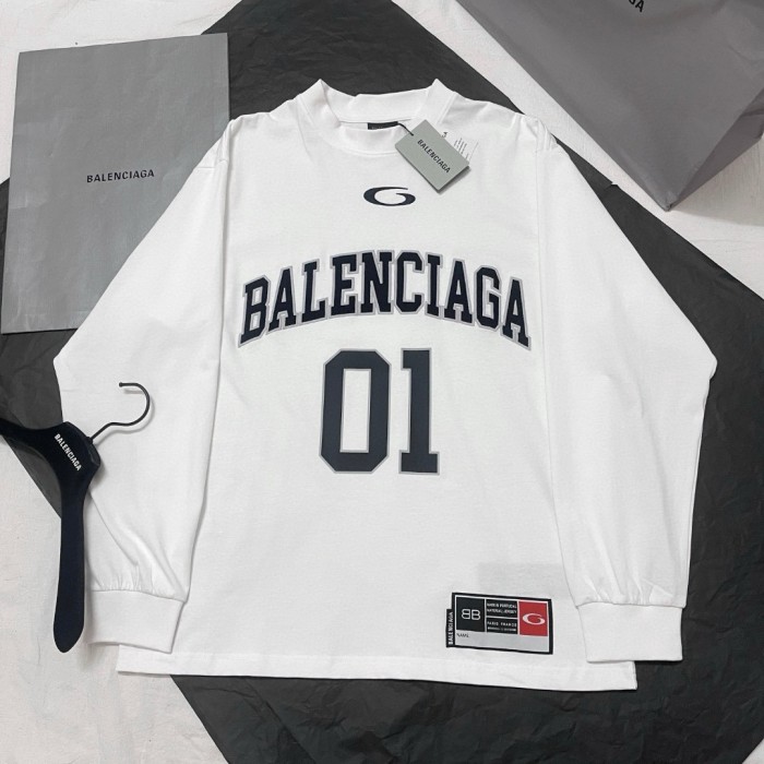 NIGO Balenciaga Men's Summer Letter Logo Print Round Neck Regular Fit Long Sleeve T-Shirt #nigo74596