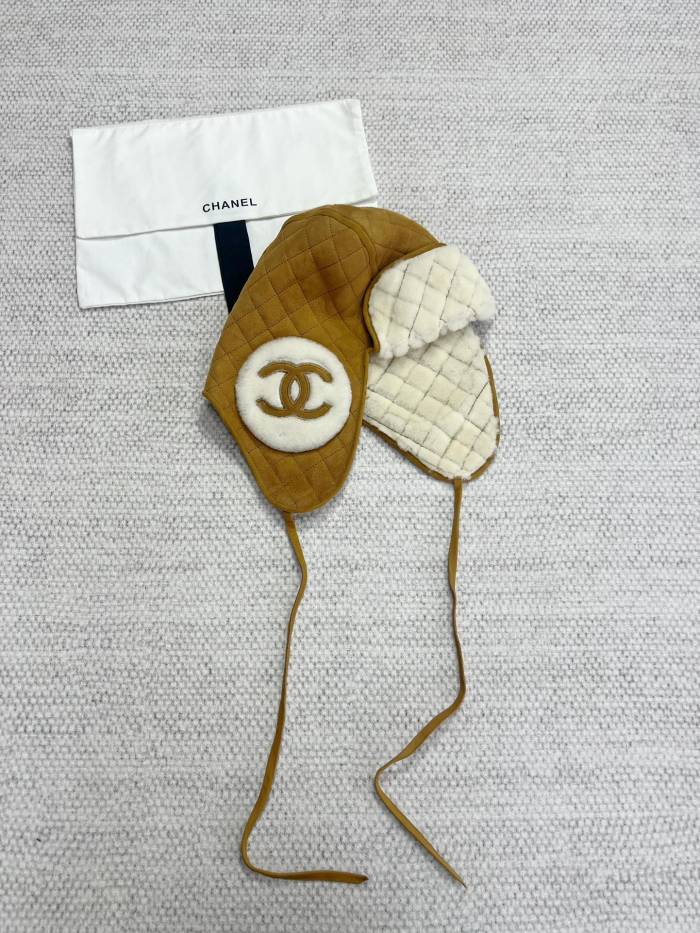 NIGO Chanel Men's and Women's Autumn and Winter Solid Color Sheep Leather Padded Cap Ears Hat #nigo74597