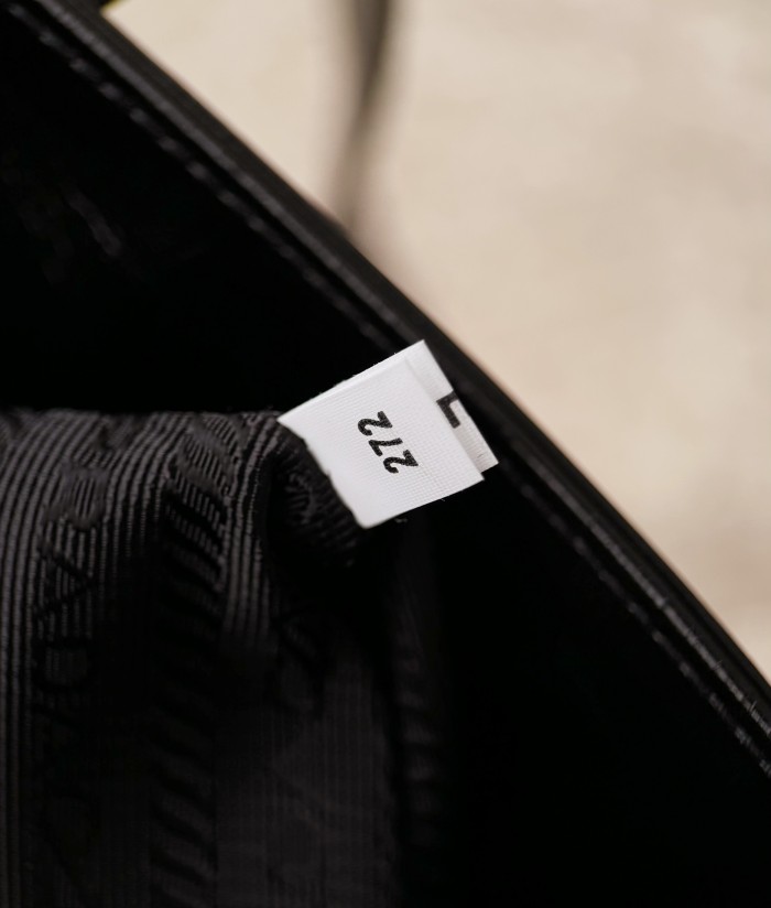 NIGO Prada Women's Black Metal Triangle Label Leather Shopper Tote Bag Handbag Bags #nigo74627
