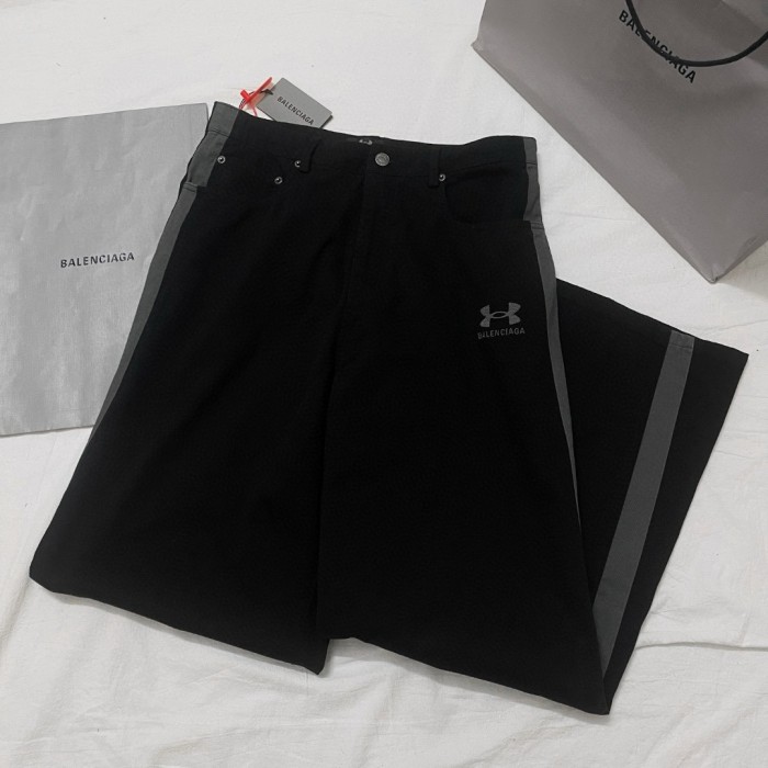 NIGO Balenciaga Men's Spring & Autumn Logo Printed Solid Color Lace-Up Mid-Rise Straight Leg Casual Pants #nigo74653