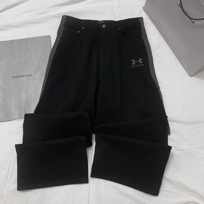 NIGO Balenciaga Men's Spring & Autumn Logo Printed Solid Color Lace-Up Mid-Rise Straight Leg Casual Pants #nigo74653