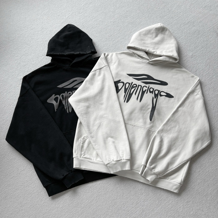 NIGO Balenciaga Men's Spring 3B LIQUIFIED Loose High Street Cotton Logo Print Hooded Sweatshirt #nigo71811