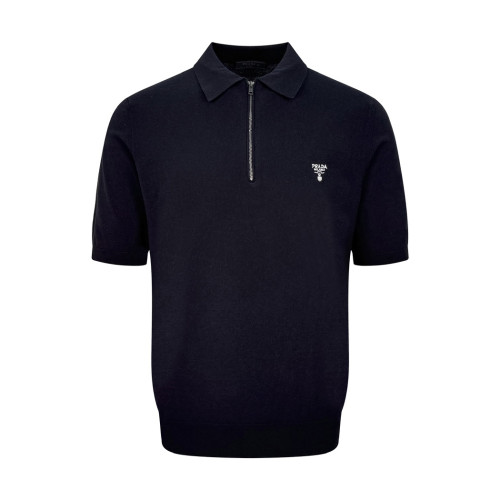 NIGO Prada Men's Summer Solid Color Logo Embroidery Zipper Neck Short Sleeve Polo Shirt T-Shirt #nigo74655