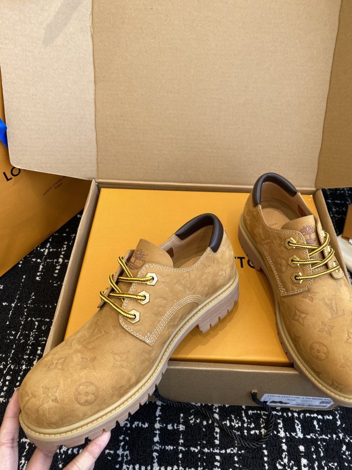 NIGO Louis Vuitton Men's Fall/Winter Suede Leather Round Toe Lace Up Low Top Loafers Shoes #nigo74658