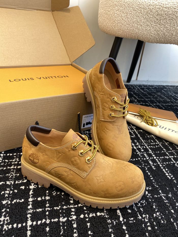 NIGO Louis Vuitton Men's Fall/Winter Suede Leather Round Toe Lace Up Low Top Loafers Shoes #nigo74658