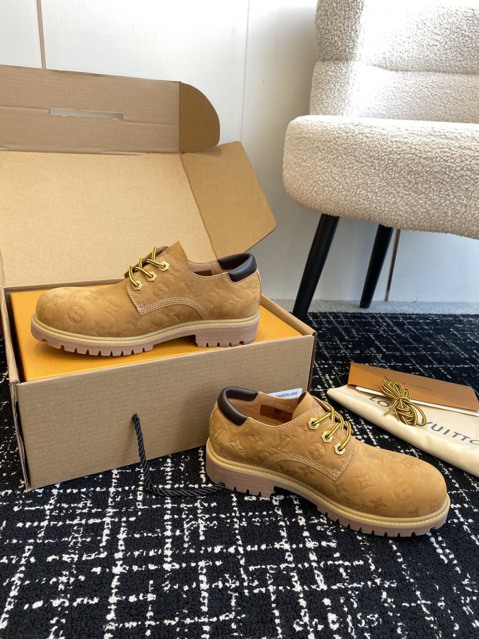 NIGO Louis Vuitton Men's Fall/Winter Suede Leather Round Toe Lace Up Low Top Loafers Shoes #nigo74658