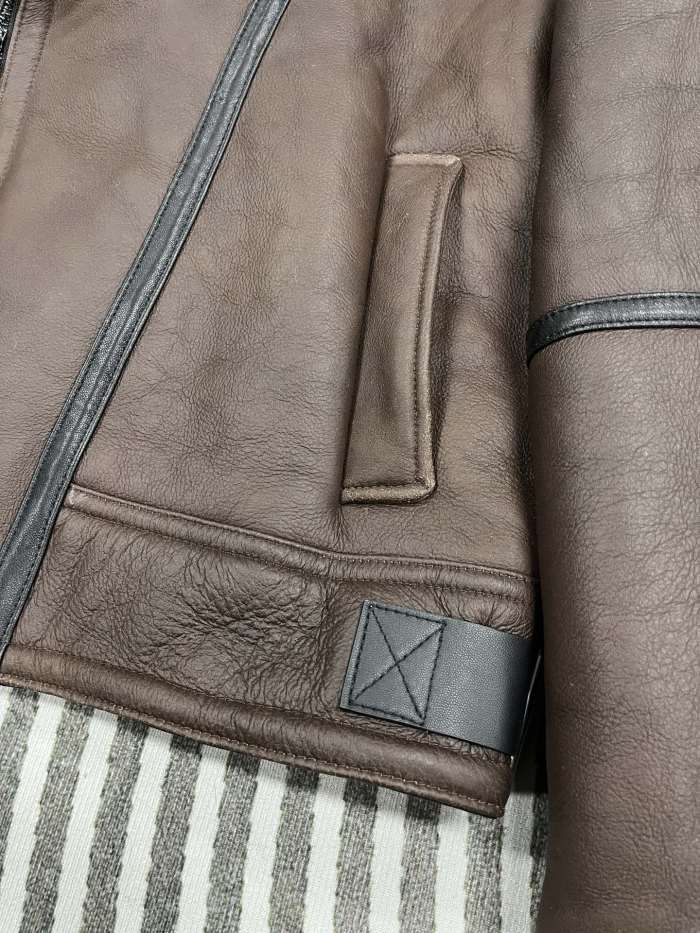 NIGO Loewe Men's Autumn And Winter Shearling Pilot Jacket Solid Color Zipper Lapel Loose Leather Jacket ﻿Ngvp #nigo9776
