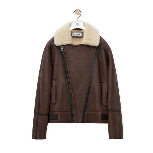 NIGO Loewe Men's Autumn And Winter Shearling Pilot Jacket Solid Color Zipper Lapel Loose Leather Jacket ﻿Ngvp #nigo9776