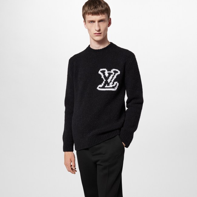 NIGO Louis Vuitton Men's Spring and Autumn Solid Color Letter Printed Crew Neck Wool Knit Long Sleeve Sweater #nigo74694