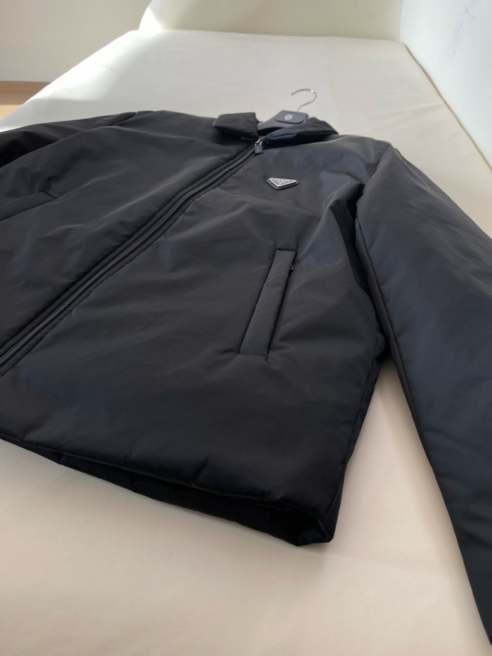 NIGO Prada Men's Fall And Winter Black Nylon Waterproof Zipper Puffer Down Long Sleeve Jacket #nigo74697