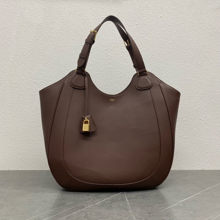 NIGO Celine Women's Gold Finish Adjustable Handle Calfskin Leather Solid Color Tote Bag Bags #nigo74681