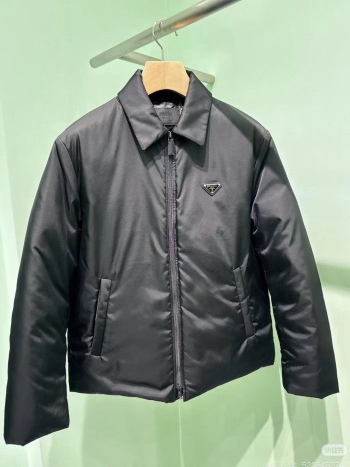 NIGO Prada Men's Fall And Winter Black Nylon Waterproof Zipper Puffer Down Long Sleeve Jacket #nigo74697