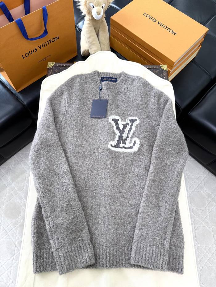 NIGO Louis Vuitton Men's Spring and Autumn Solid Color Letter Printed Crew Neck Wool Knit Long Sleeve Sweater #nigo74694