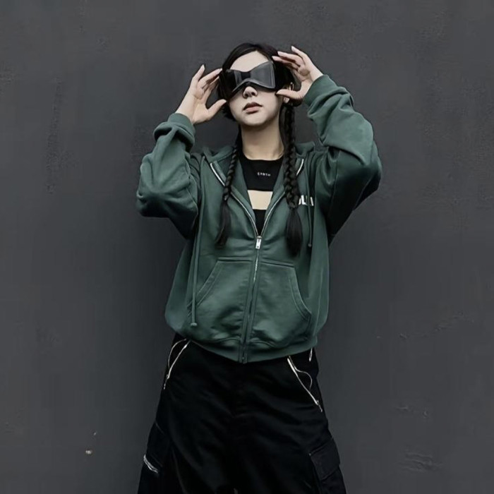 NIGO Vetements Men Women High Street Retro Green Zip Hooded Sweatshirt Fashion Casual Long Sleeve Casual Top Jacket Ngvp #nigo9782