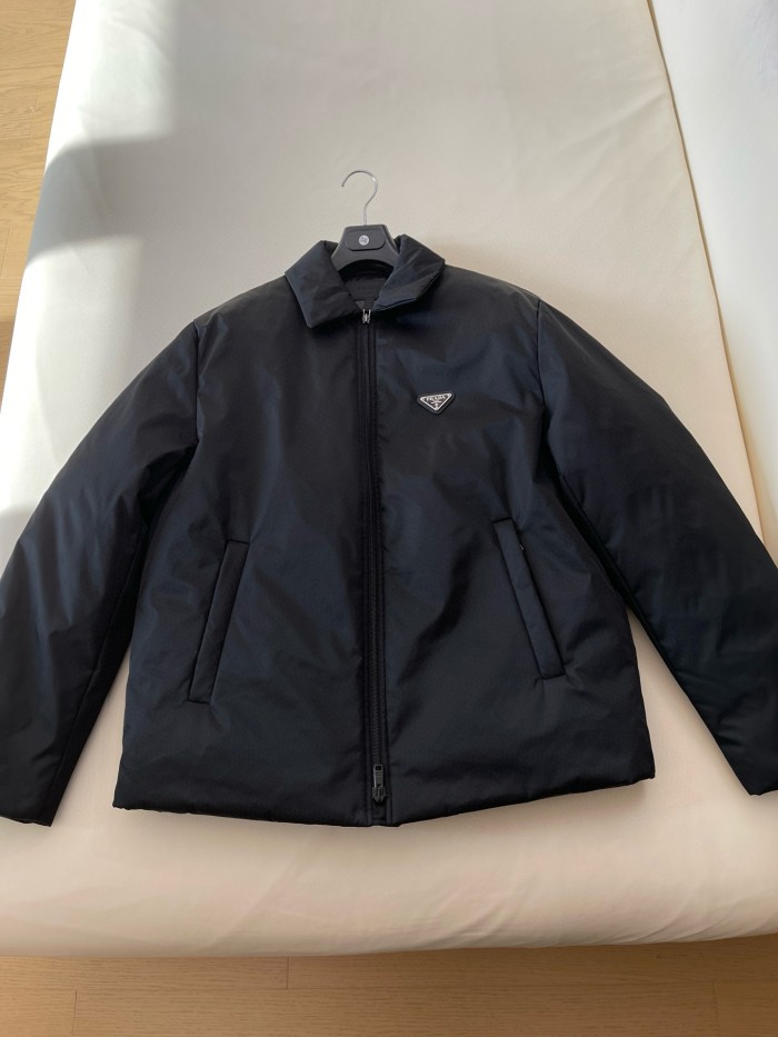 NIGO Prada Men's Fall And Winter Black Nylon Waterproof Zipper Puffer Down Long Sleeve Jacket #nigo74697