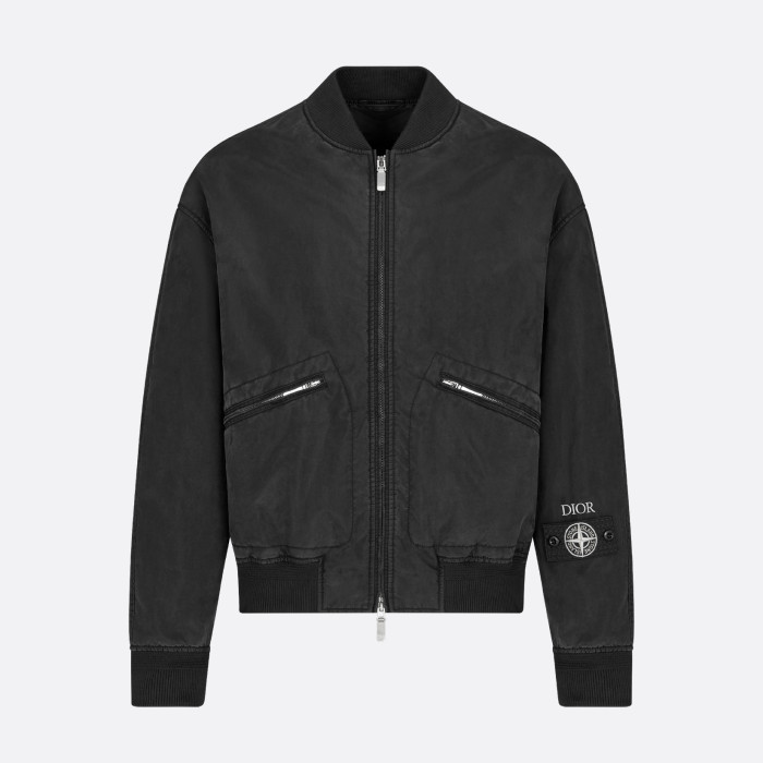NIGO Dior X Stone Island Men's Spring Autumn Solid Color Letter Logo Pilot Zipper Long Sleeve Jacket Bomber Jacket #nigo74685