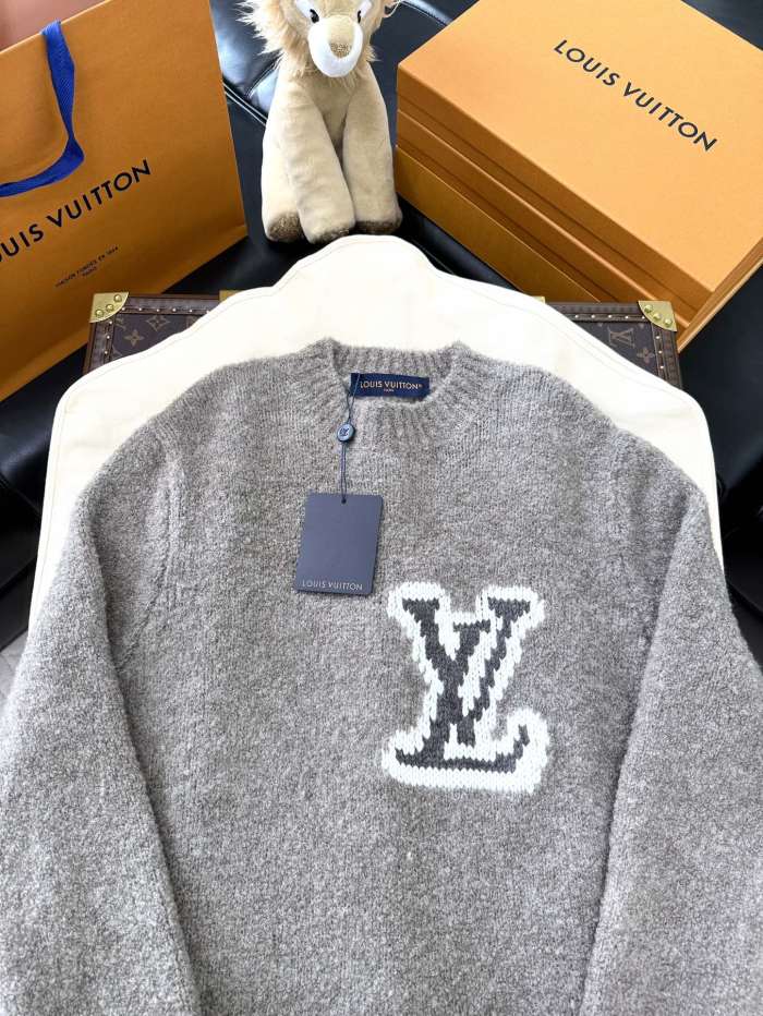 NIGO Louis Vuitton Men's Spring and Autumn Solid Color Letter Printed Crew Neck Wool Knit Long Sleeve Sweater #nigo74694