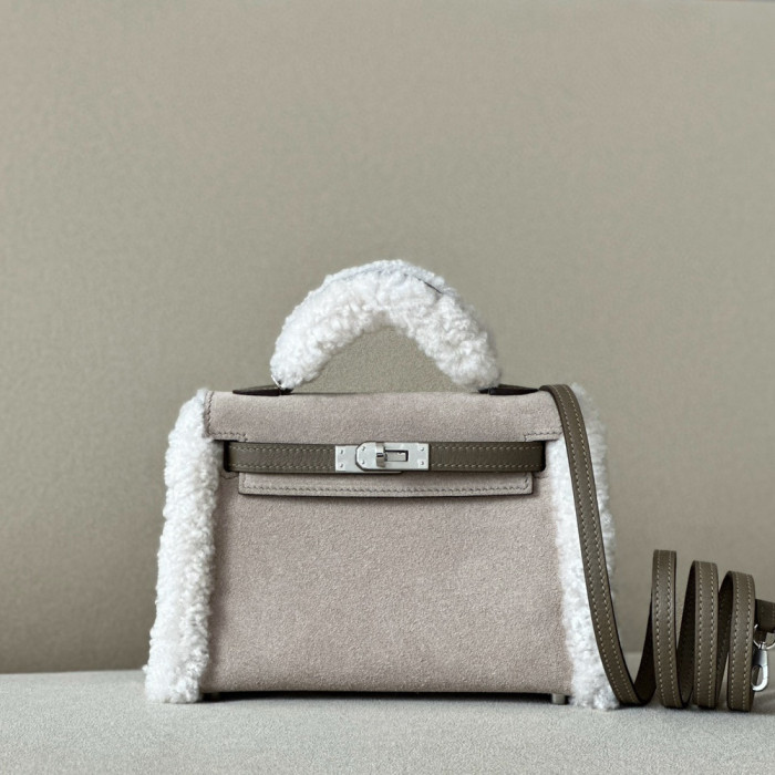 NIGO Hermes Women Solid Color Suede Plush Fashion Temperament Tote Shoulder Bag Bags #nigo74714