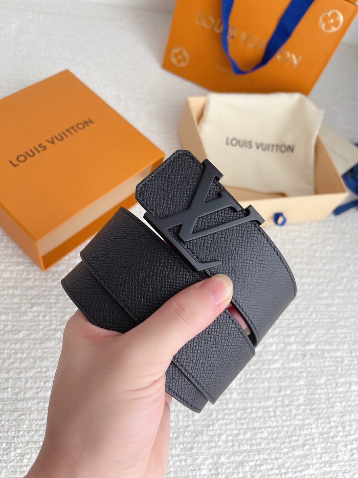 NIGO Louis Vuitton Men's Solid Color Design Metal Logo Label Calfskin Leather 40 mm Belt #nigo74729