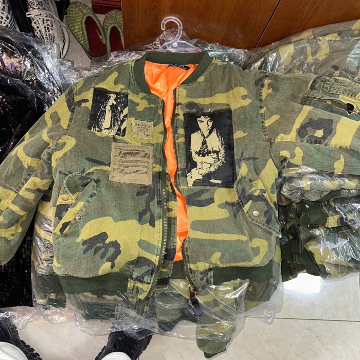NIGO Raf Simons Men's Fall And Winter Bomber Camouflage Patch Ma1 Aviator Jacket Zipper Long Sleeve Cotton Jacket #nigo74728