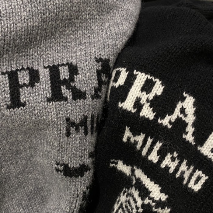 NIGO Prada Men's Spring And Fall Solid Color Round Neck Printed Logo Cashmere Knit Sweater Pullover #nigo74724