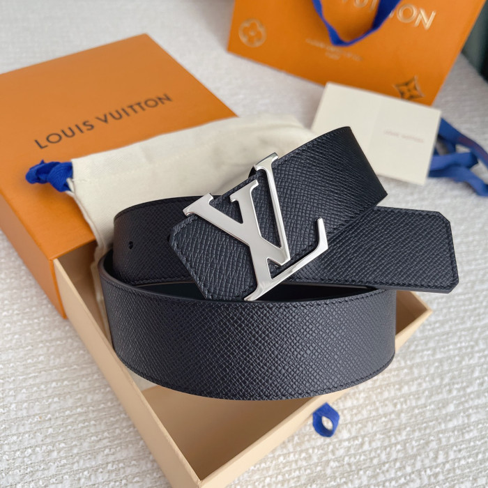 NIGO Louis Vuitton Men's Solid Color Design Metal Logo Label Calfskin Leather 40 mm Belt #nigo74729