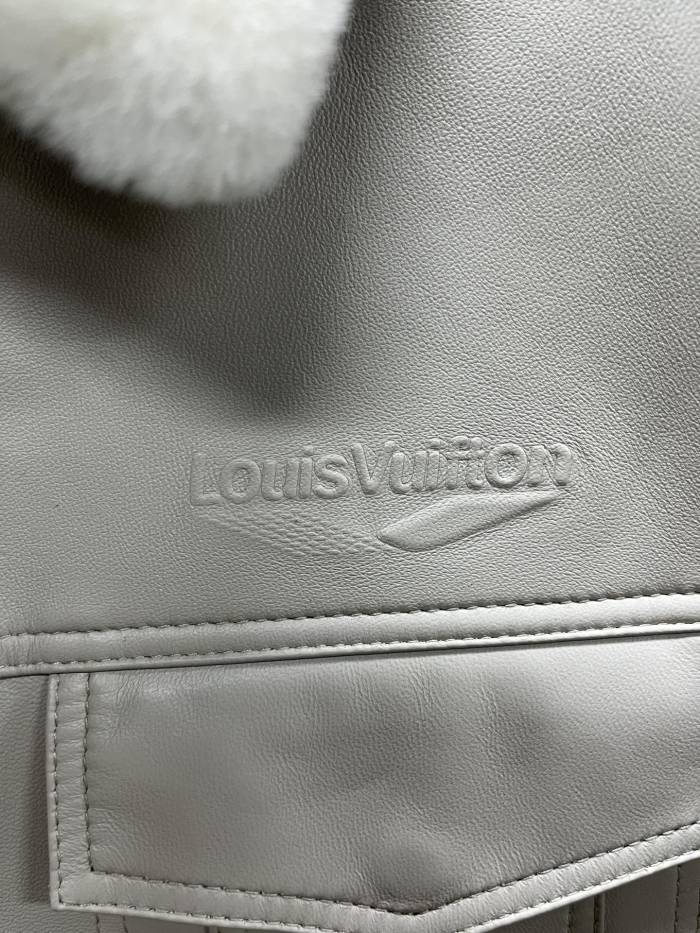 NIGO Louis Vuitton Men's Autumn and Winter Solid Color Fur Collar Sheepskin Zipper Long Sleeve Jacket #nigo74719