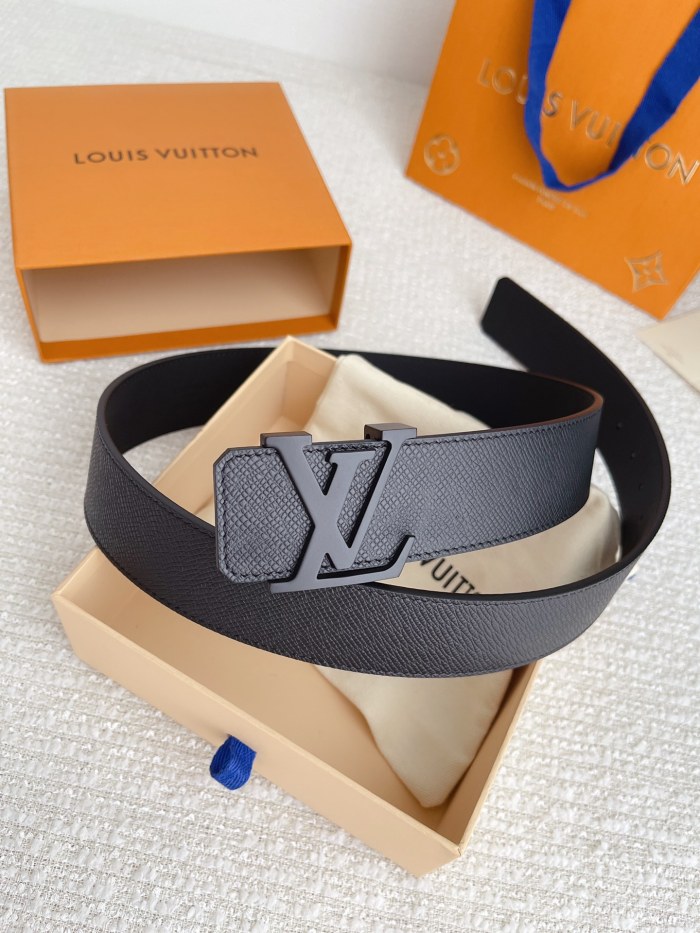 NIGO Louis Vuitton Men's Solid Color Design Metal Logo Label Calfskin Leather 40 mm Belt #nigo74729
