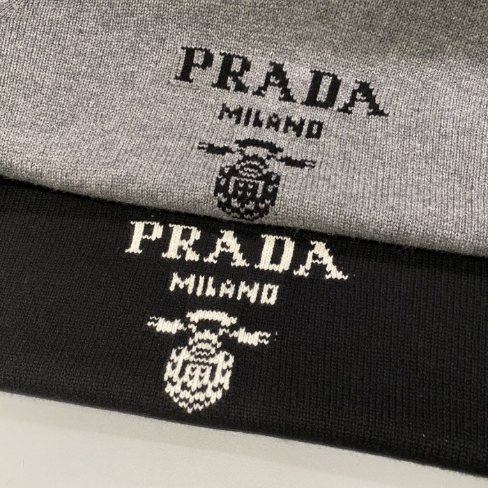 NIGO Prada Men's Spring And Fall Solid Color Round Neck Printed Logo Cashmere Knit Sweater Pullover #nigo74724