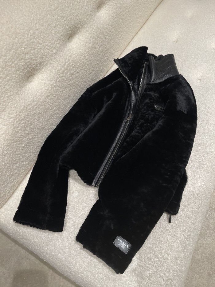NIGO Prada Women's Autumn and Winter Fur One Patchwork Lamb's Wool Zipper Long Sleeve Jacket #nigo74737