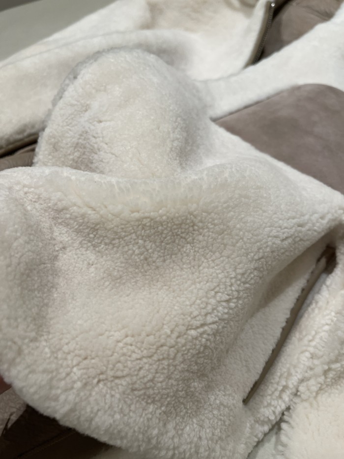 NIGO Loewe Women's Fall And Winter Fur Integration Patchwork Lamb Wool Zipper Hooded Long Sleeved Jacket #nigo74736