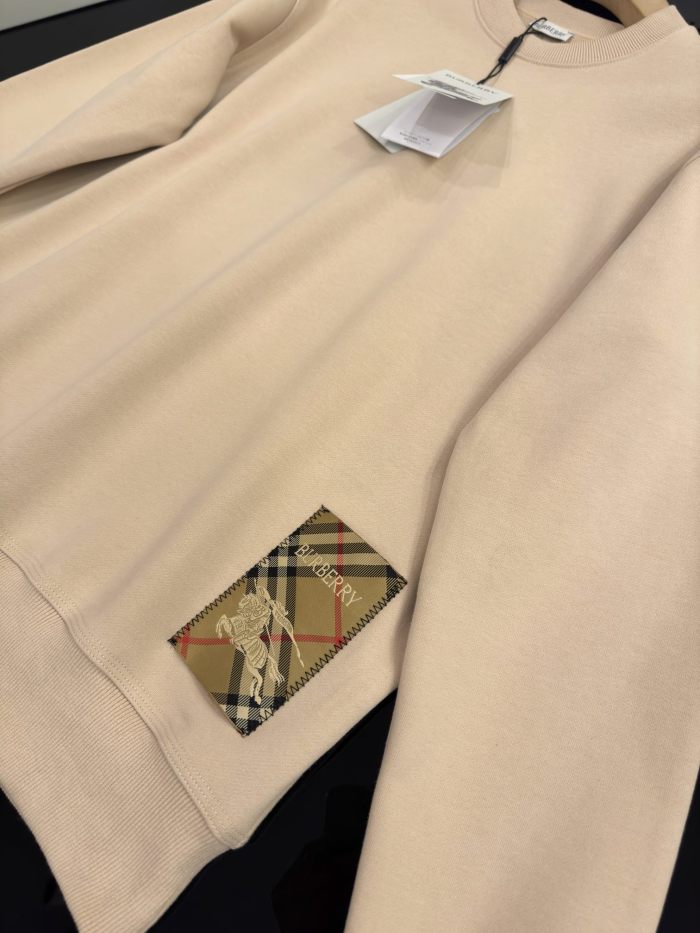 NIGO Burberry Men's Spring and Autumn Solid Color Checkered Printed Label Loose Round Neck Long Sleeve Sweatshirt #nigo74744