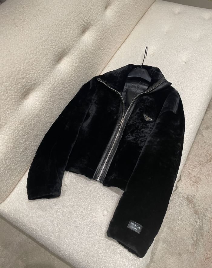 NIGO Prada Women's Autumn and Winter Fur One Patchwork Lamb's Wool Zipper Long Sleeve Jacket #nigo74737