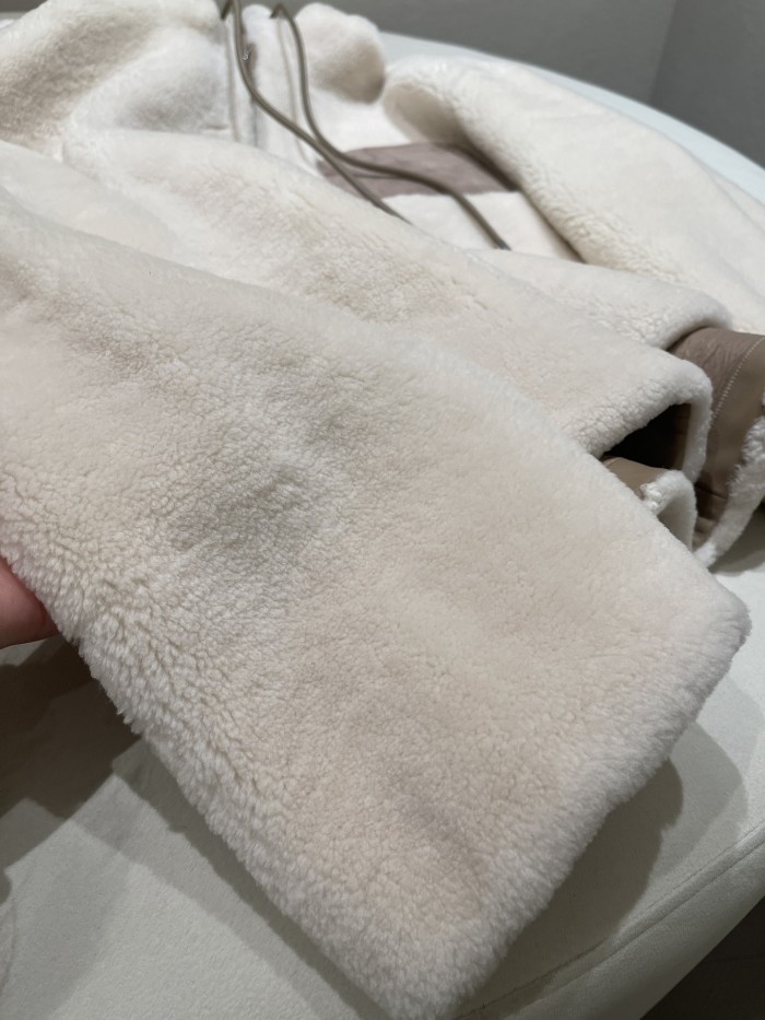 NIGO Loewe Women's Fall And Winter Fur Integration Patchwork Lamb Wool Zipper Hooded Long Sleeved Jacket #nigo74736