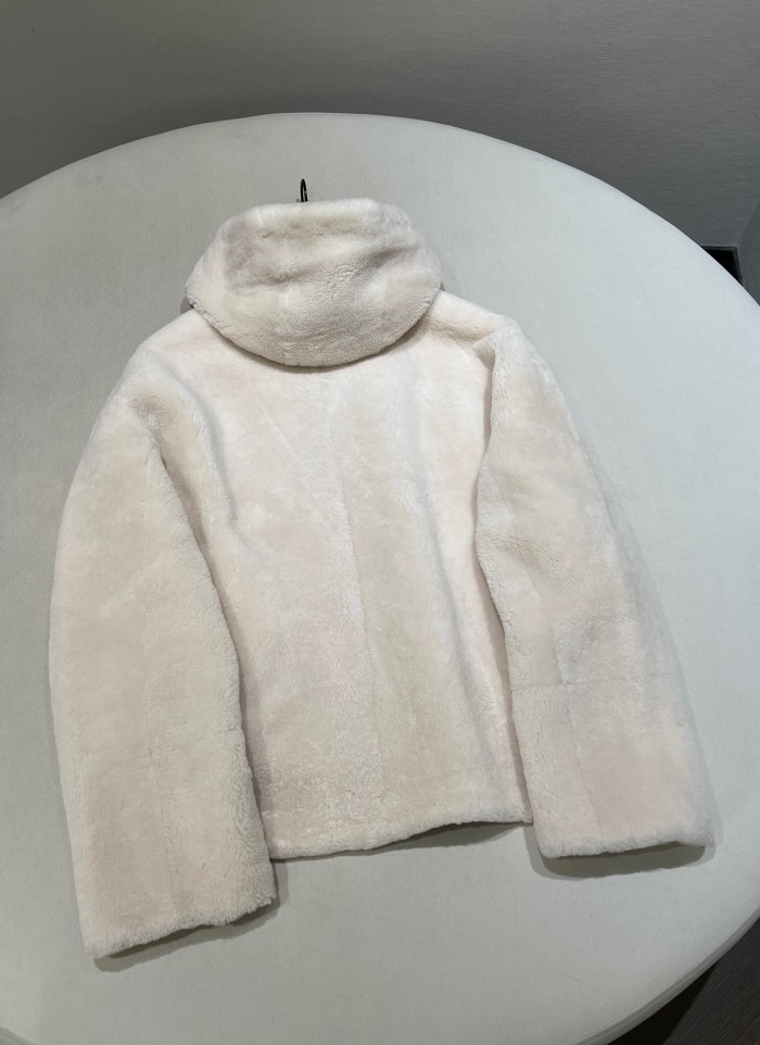 NIGO Loewe Women's Fall And Winter Fur Integration Patchwork Lamb Wool Zipper Hooded Long Sleeved Jacket #nigo74736